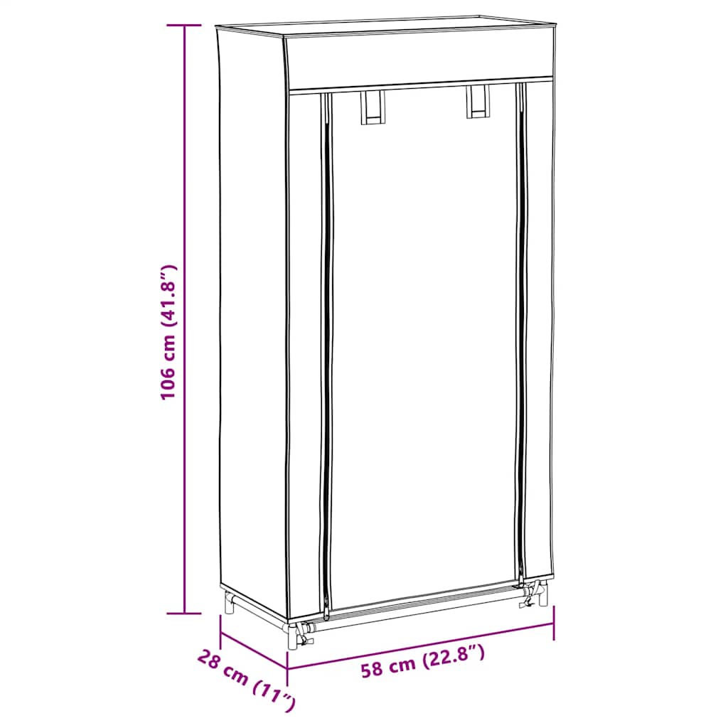 vidaXL Παπουτσοθήκη με Κάλυμμα Γκρι 58x28x106 εκ. Ύφασμα