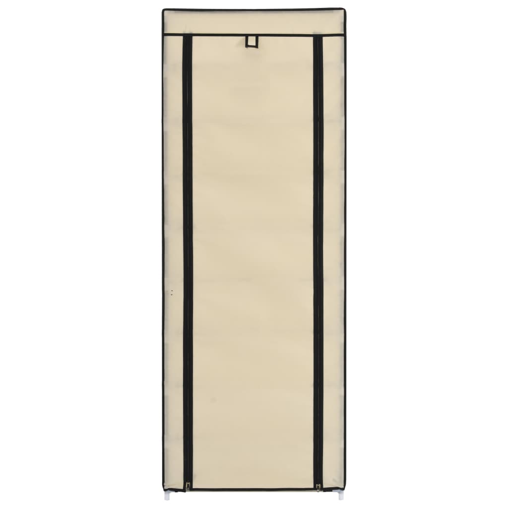 vidaXL Παπουτσοθήκη με Κάλυμμα Κρεμ 57 x 29 x 162 εκ. Υφασμάτινη