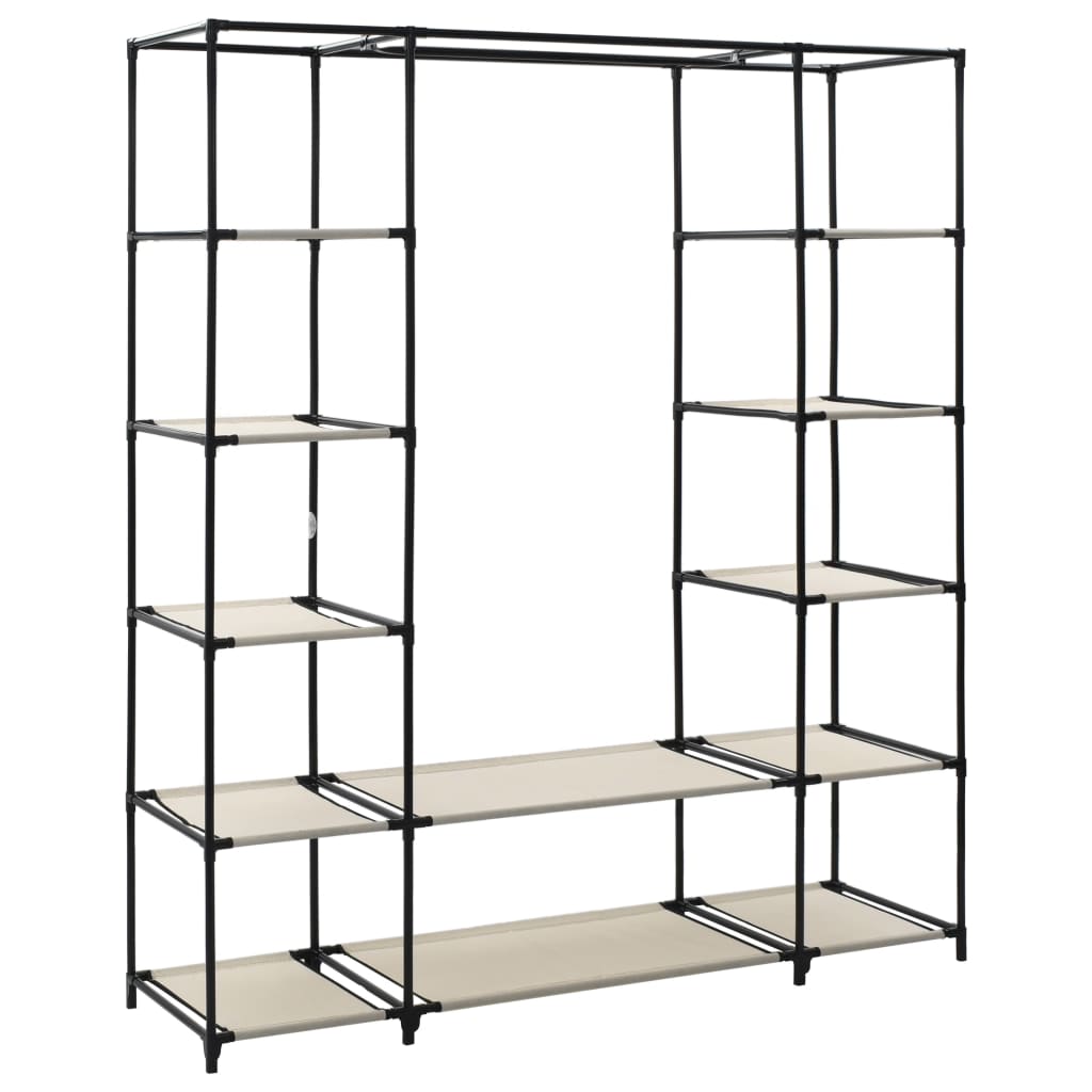 vidaXL Ντουλάπα με Ράφια / Σωλήνες Κρεμ 150x45x176 εκ. Υφασμάτινη