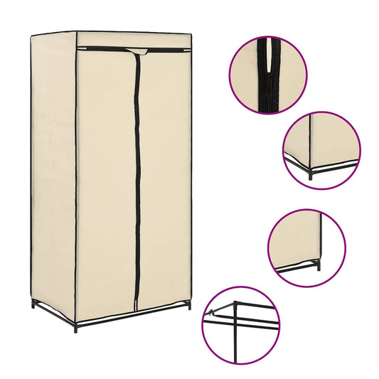 vidaXL Ντουλάπα Κρεμ 75x50x160 εκ.