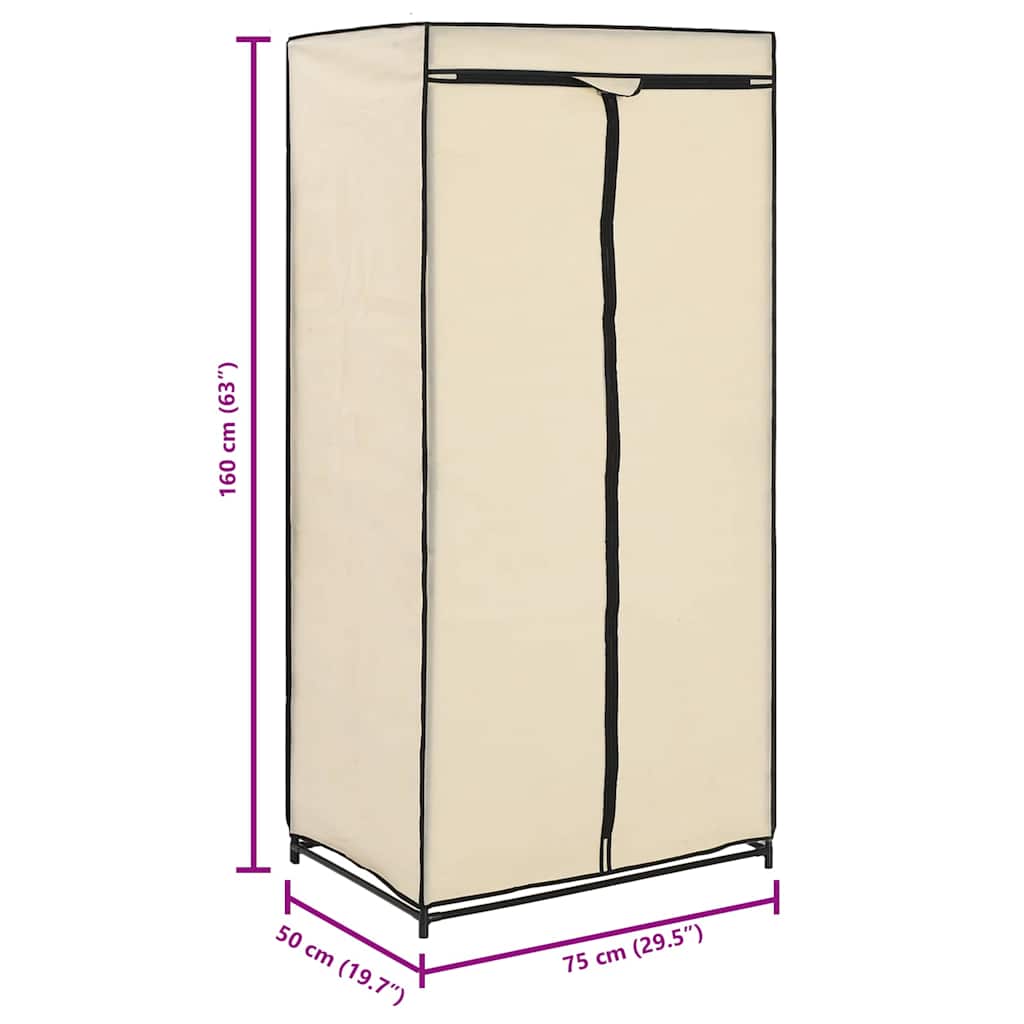 vidaXL Ντουλάπα Κρεμ 75x50x160 εκ.