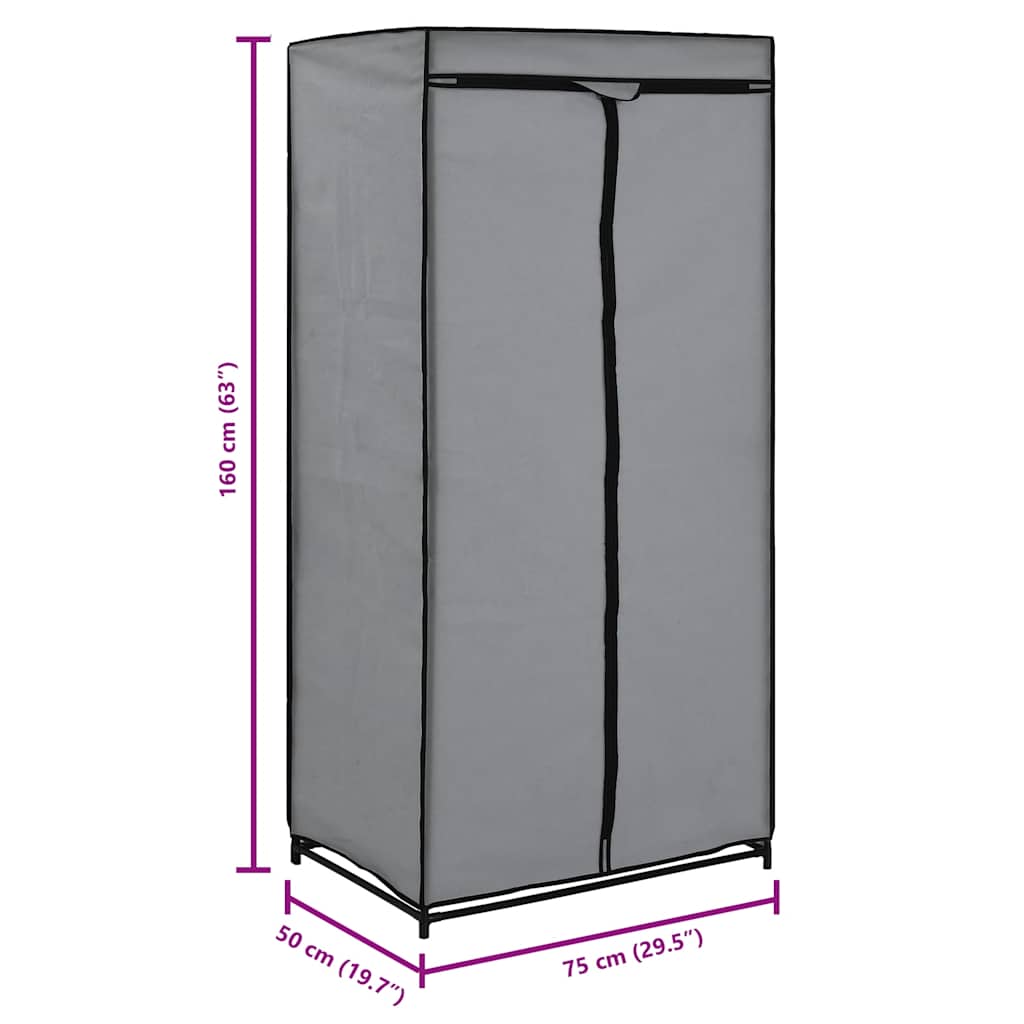 vidaXL Ντουλάπα Γκρι 75x50x160 εκ.