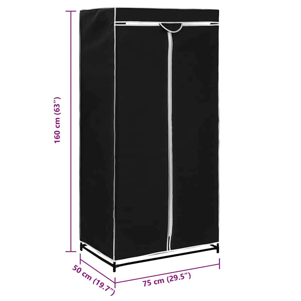 vidaXL Ντουλάπες 2 τεμ. Μαύρες 75x50x160 εκ.