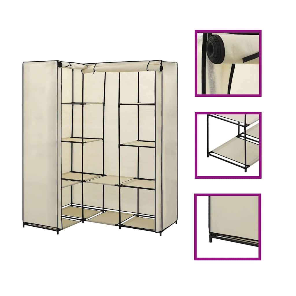 vidaXL Γωνιακή Ντουλάπα Κρεμ 130x87x169 εκ.