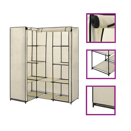 vidaXL Γωνιακή Ντουλάπα Κρεμ 130x87x169 εκ.