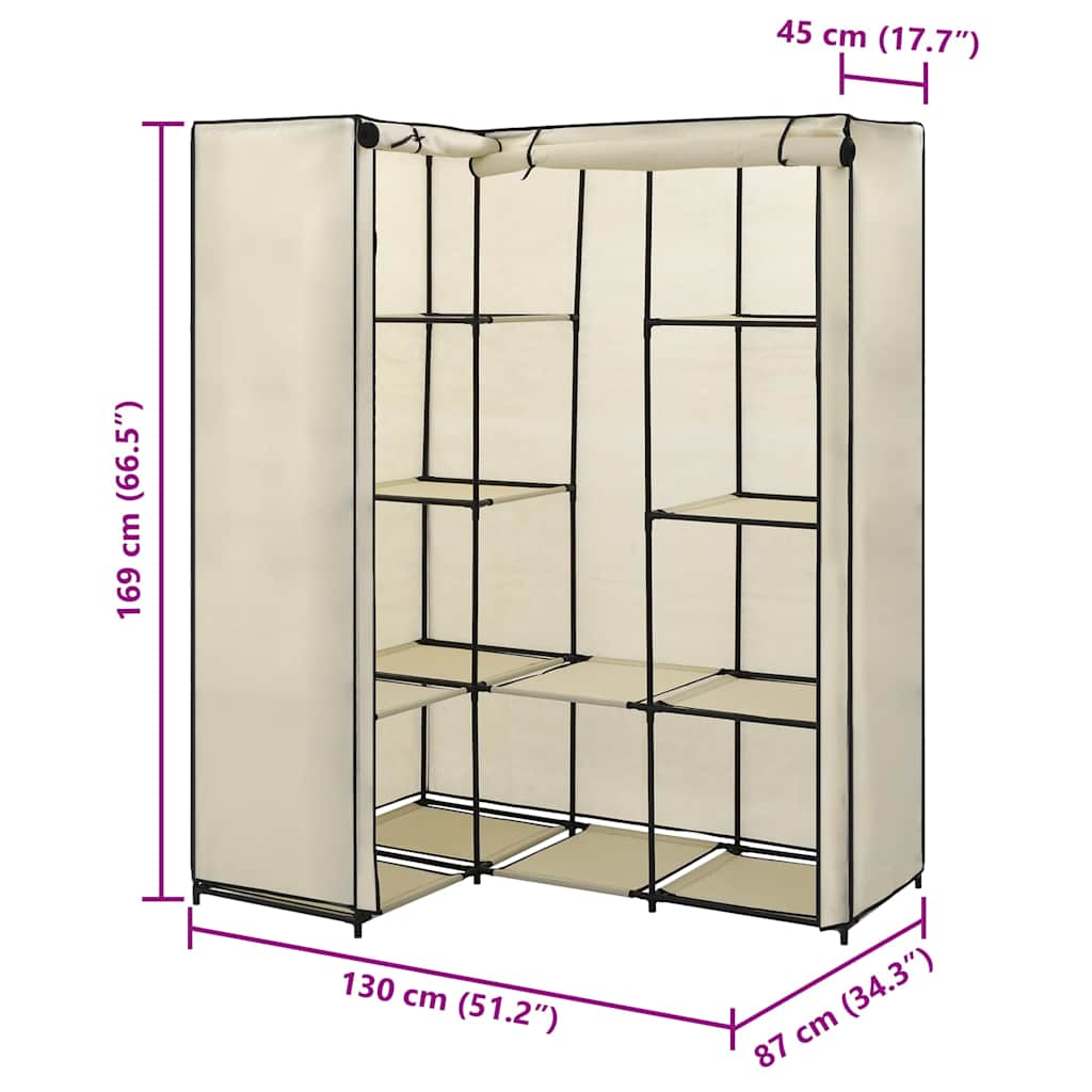 vidaXL Γωνιακή Ντουλάπα Κρεμ 130x87x169 εκ.