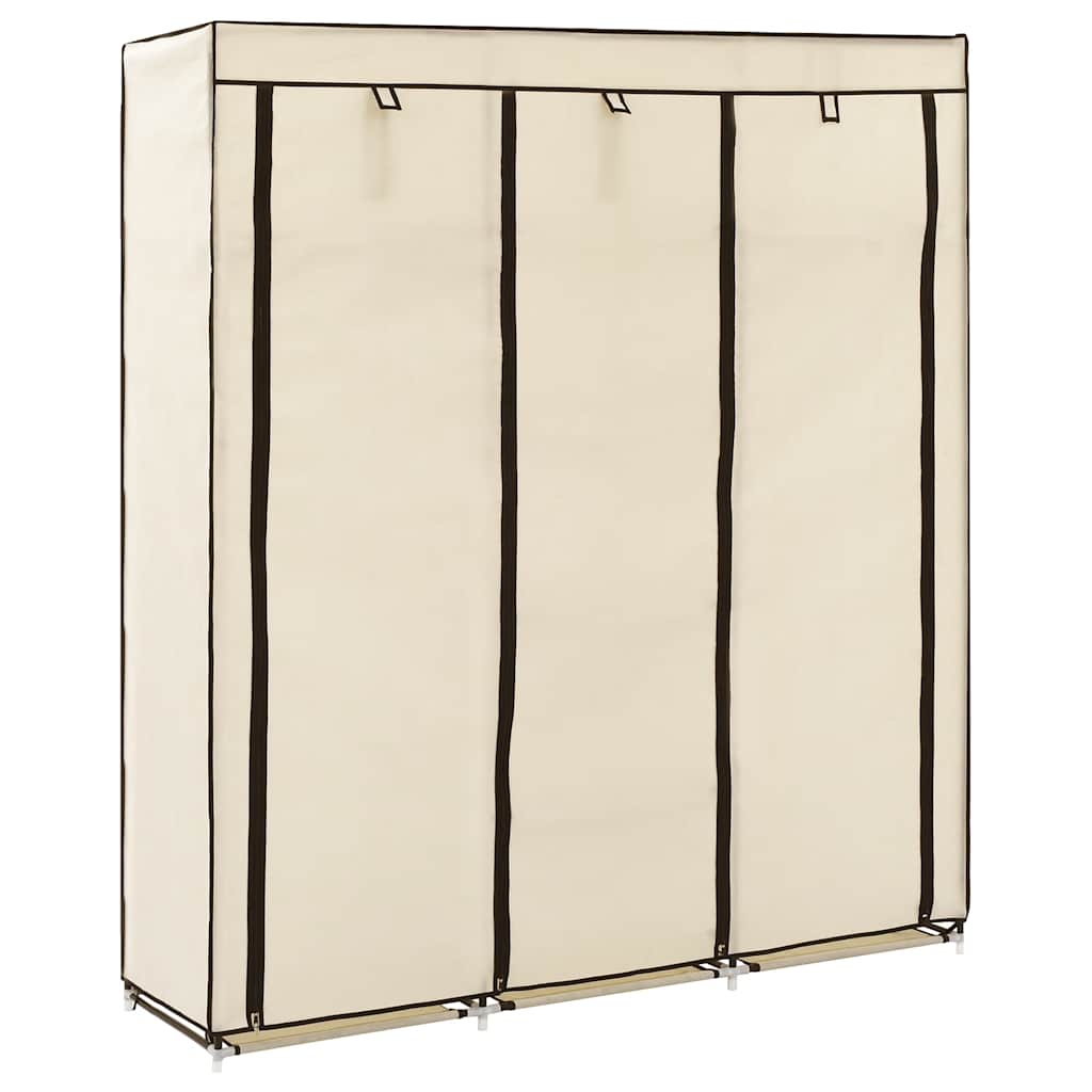 vidaXL Ντουλάπα με Χωρίσματα και Ράβδους, Μπεζ 150x45x175 εκ. από Ύφασμα