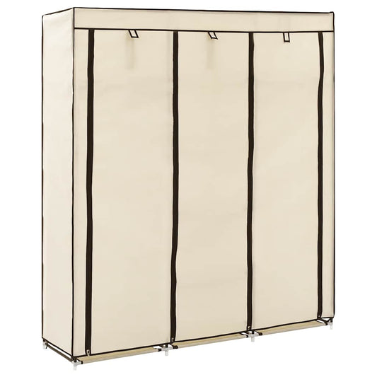 vidaXL Ντουλάπα με Χωρίσματα και Ράβδους, Μπεζ 150x45x175 εκ. από Ύφασμα