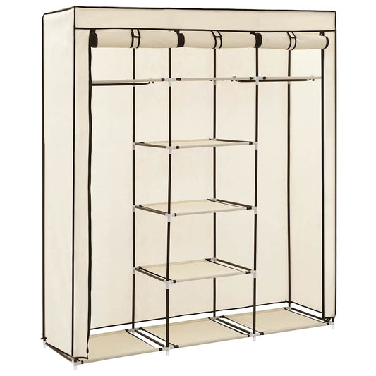 vidaXL Ντουλάπα με Χωρίσματα και Ράβδους, Μπεζ 150x45x175 εκ. από Ύφασμα