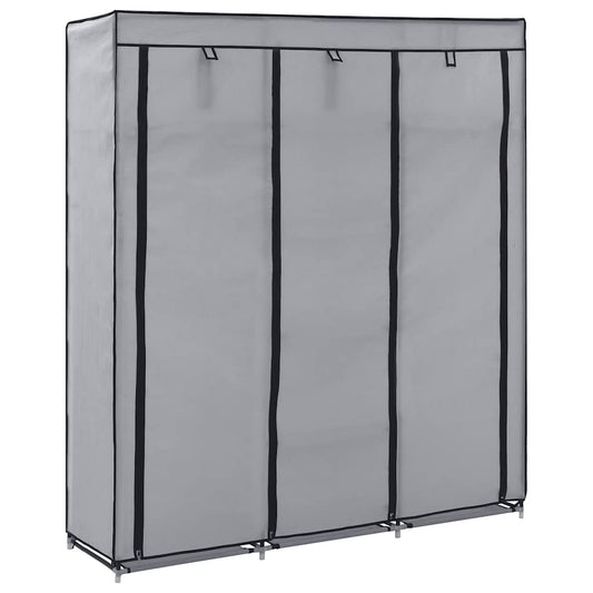 vidaXL Ντουλάπα με Χωρίσματα και Ράβδους Γκρι 150x45x175 εκ. Ύφασμα