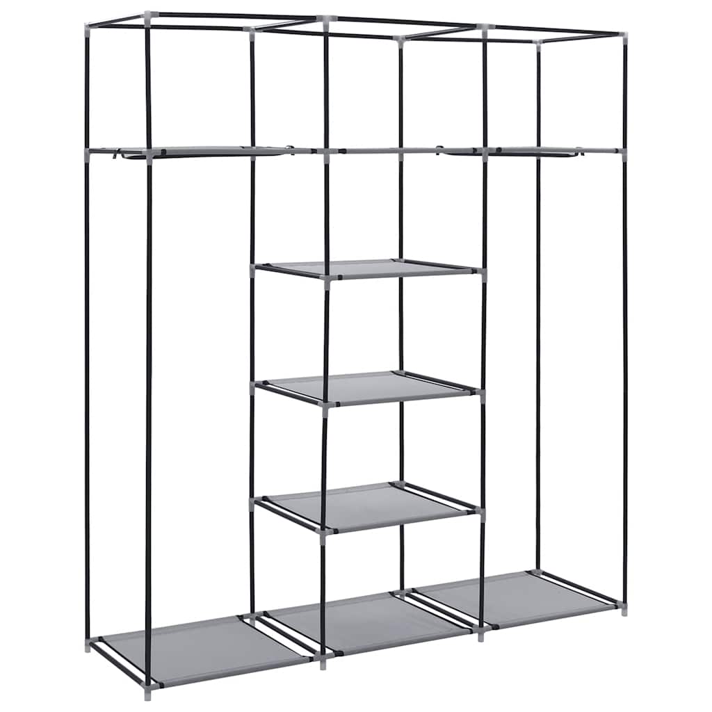 vidaXL Ντουλάπα με Χωρίσματα και Ράβδους Γκρι 150x45x175 εκ. Ύφασμα