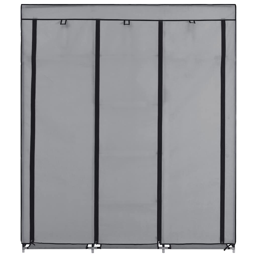 vidaXL Ντουλάπα με Χωρίσματα και Ράβδους Γκρι 150x45x175 εκ. Ύφασμα