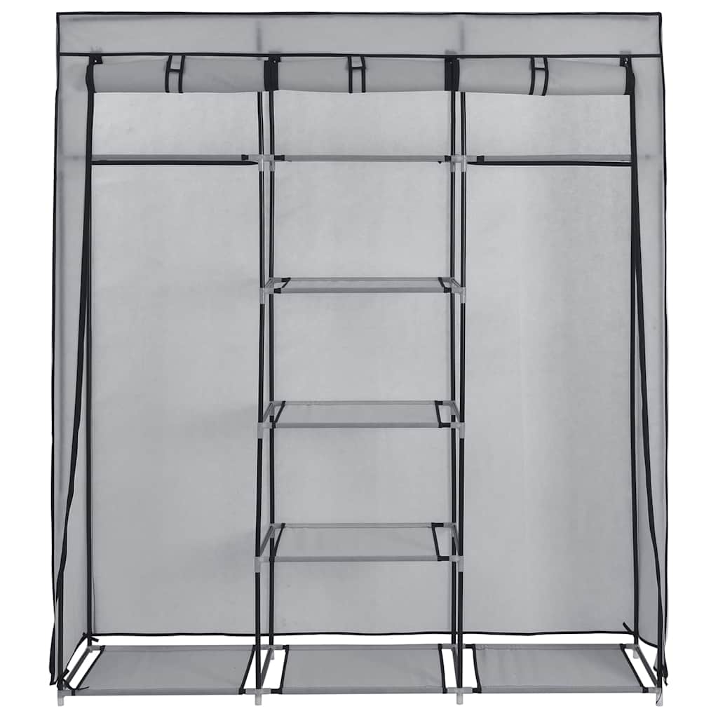 vidaXL Ντουλάπα με Χωρίσματα και Ράβδους Γκρι 150x45x175 εκ. Ύφασμα