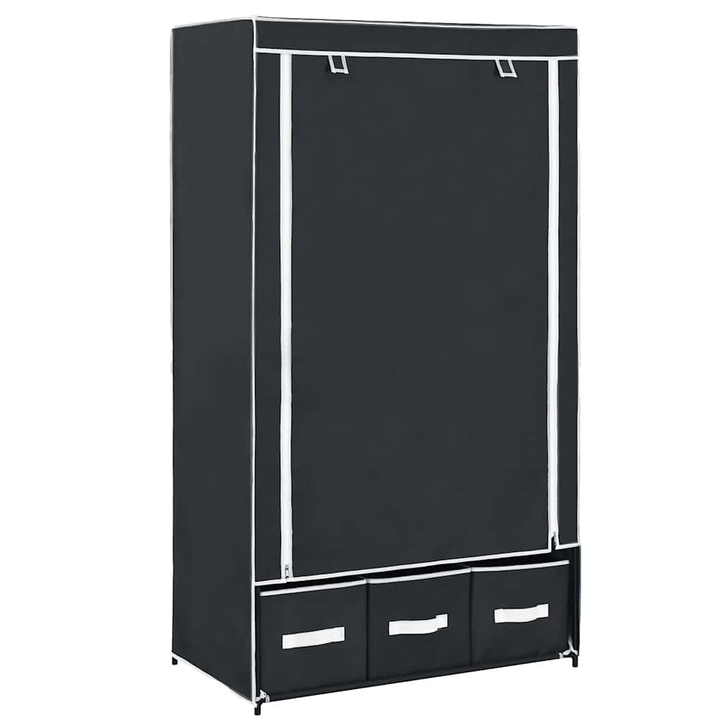 vidaXL Ντουλάπα Μαύρη 87x49x159 εκ. από Ύφασμα