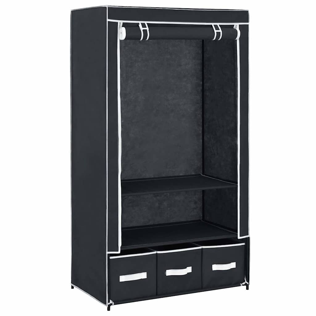 vidaXL Ντουλάπα Μαύρη 87x49x159 εκ. από Ύφασμα