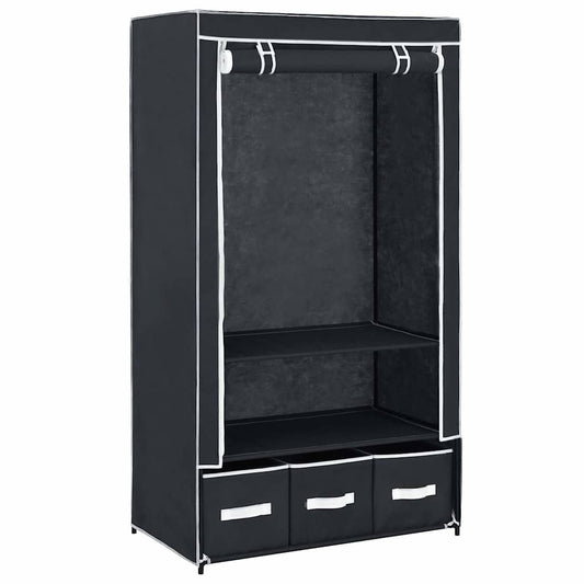 vidaXL Ντουλάπα Μαύρη 87x49x159 εκ. από Ύφασμα