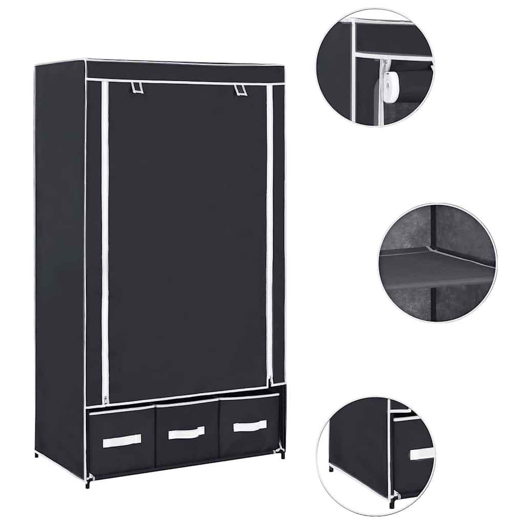 vidaXL Ντουλάπα Μαύρη 87x49x159 εκ. από Ύφασμα