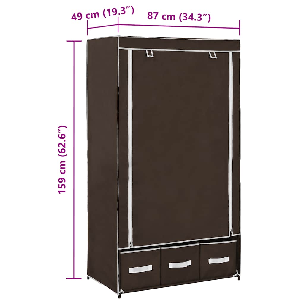 vidaXL Ντουλάπα Καφέ 87x49x159 εκ. Ύφασμα