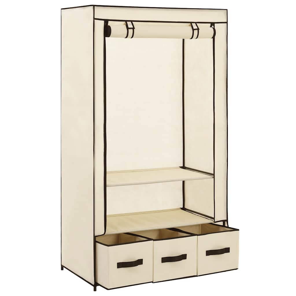 vidaXL Ντουλάπα Κρεμ 87x49x159 εκ. Ύφασμα