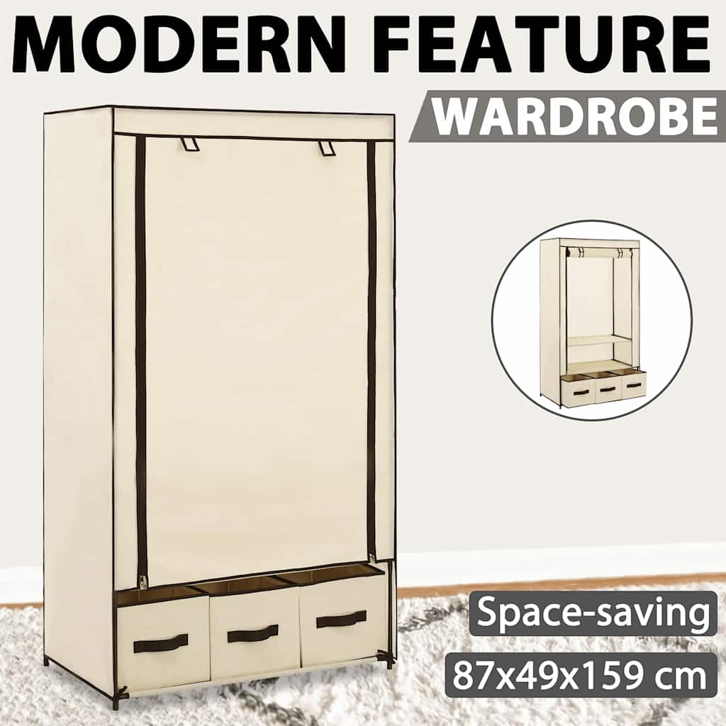 vidaXL Ντουλάπα Κρεμ 87x49x159 εκ. Ύφασμα