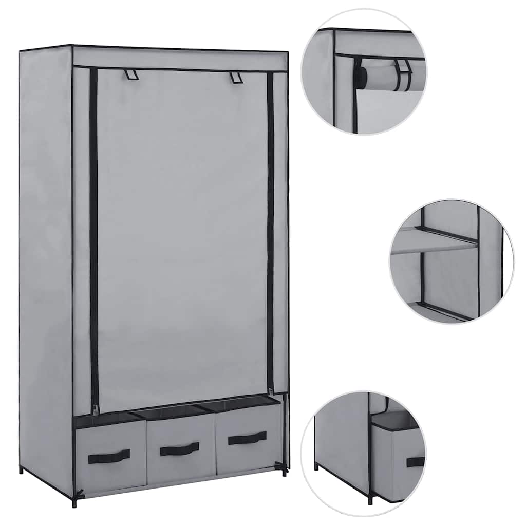 vidaXL Ντουλάπα Γκρι 87x49x159 εκ. Ύφασμα
