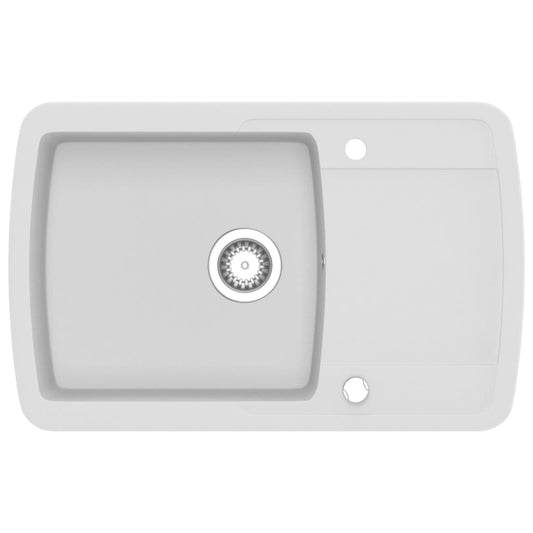 vidaXL Νεροχύτης με Μονή Γούρνα Λευκός Γρανιτένιος