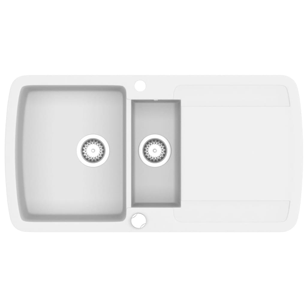 vidaXL Νεροχύτης με Διπλή Γούρνα Λευκός Γρανιτένιος