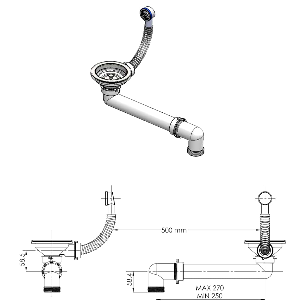 vidaXL Νεροχύτης με Μονή Γούρνα Μπεζ Γρανιτένιος