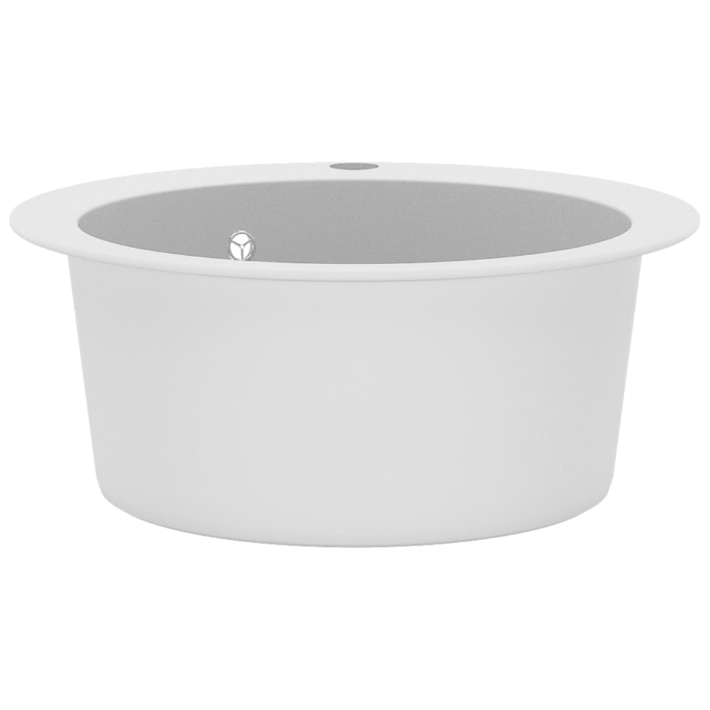 vidaXL Νεροχύτης με Μονή Γούρνα Στρογγυλός Λευκός Γρανιτένιος