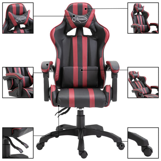 vidaXL Καρέκλα Gaming Μπορντό από Συνθετικό Δέρμα