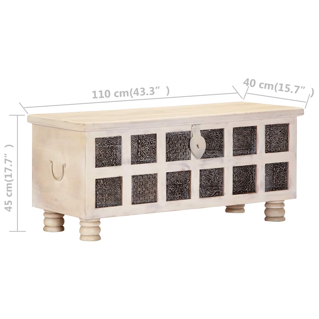 vidaXL Μπαούλο Αποθήκευσης Λευκό 110x40x45 εκ. Μασίφ Ξύλο Ακακίας