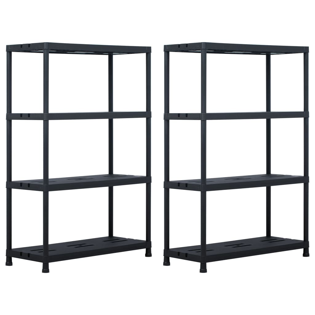 vidaXL Ραφιέρες 2 τεμ. Μαύρες 220 κ. 90 x 40 x 138 εκ. Πλαστικές