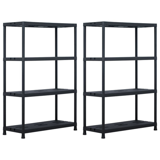 vidaXL Ραφιέρες 2 τεμ. Μαύρες 220 κ. 90 x 40 x 138 εκ. Πλαστικές