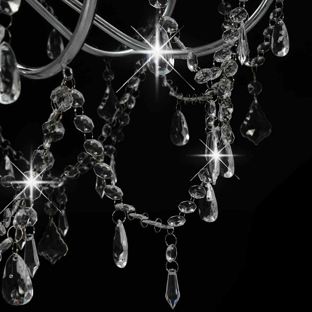 vidaXL Πολυέλαιος με Χάντρες Ασημί με 8 Ντουί Ε14