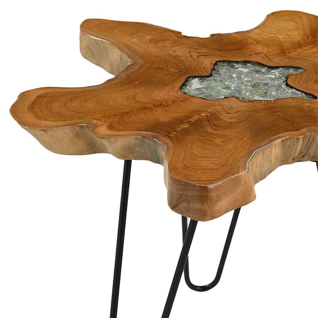 vidaXL Τραπεζάκι Σαλονιού 70x45 εκ. από Μασίφ Ξύλο Teak / Συνθ. Ρητίνη