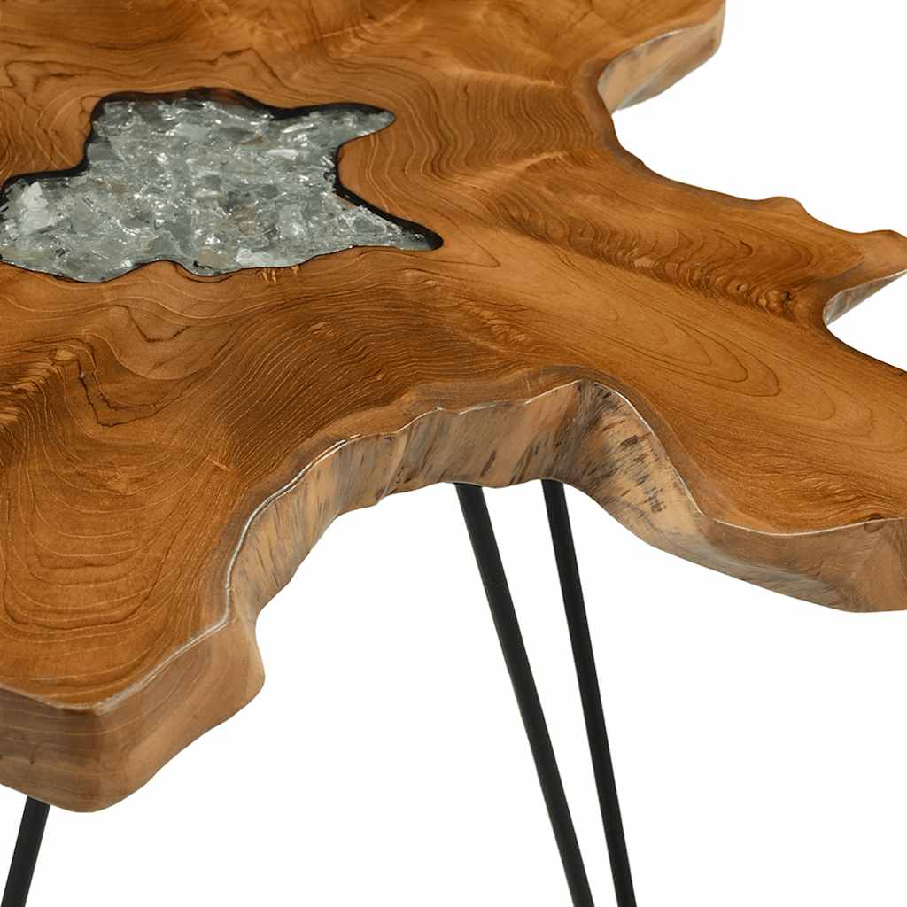 vidaXL Τραπεζάκι Σαλονιού 70x45 εκ. από Μασίφ Ξύλο Teak / Συνθ. Ρητίνη