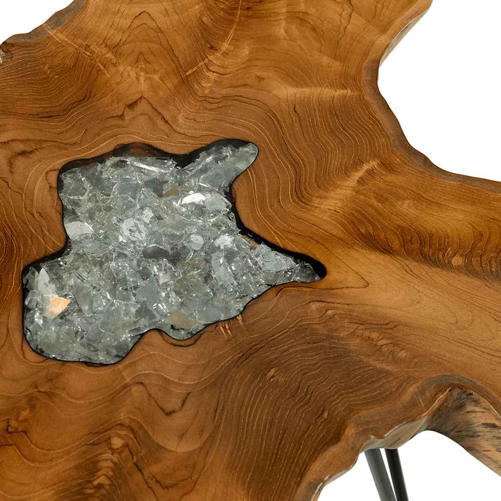 vidaXL Τραπεζάκι Σαλονιού 70x45 εκ. από Μασίφ Ξύλο Teak / Συνθ. Ρητίνη