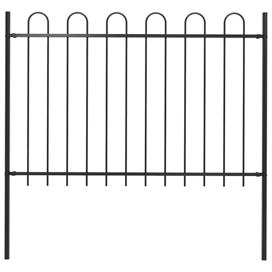 vidaXL Φράχτης Κήπου με Κορυφή από Ατσάλι 181 x 120 εκ. Μαύρος