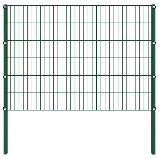 vidaXL Πάνελ Περίφραξης με Στύλους Σιδερένιο Πράσινο 176,5 x 120 εκ.