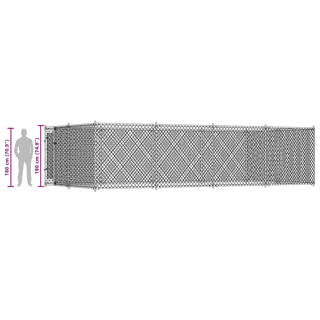vidaXL Κλουβί Σκύλου Εξωτερικού Χώρου 7,6 x 3,8 x 1,9 μ.