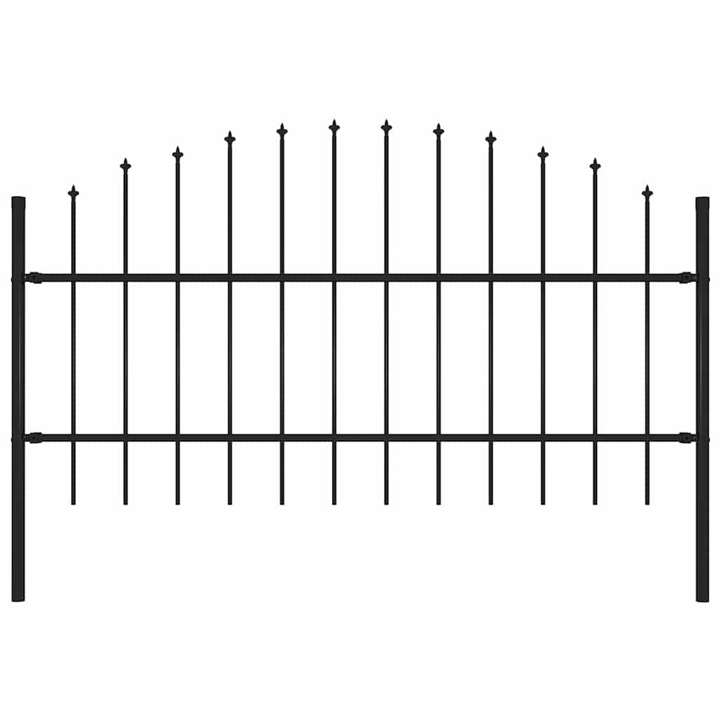 vidaXL Φράχτης Κήπου με Κορυφή Δόρυ από Ατσάλι, Μαύρος 181 x 100 εκ.