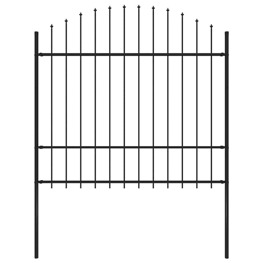vidaXL Φράχτης Κήπου με Κορυφή Δόρυ από Ατσάλι 181 x 175 εκ. Μαύρος