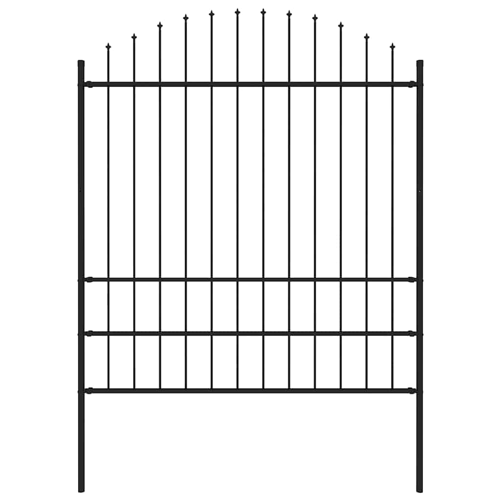 vidaXL Φράχτης Κήπου με Κορυφή Δόρυ Μαύρος Ατσάλινος 181 x 200 εκ.
