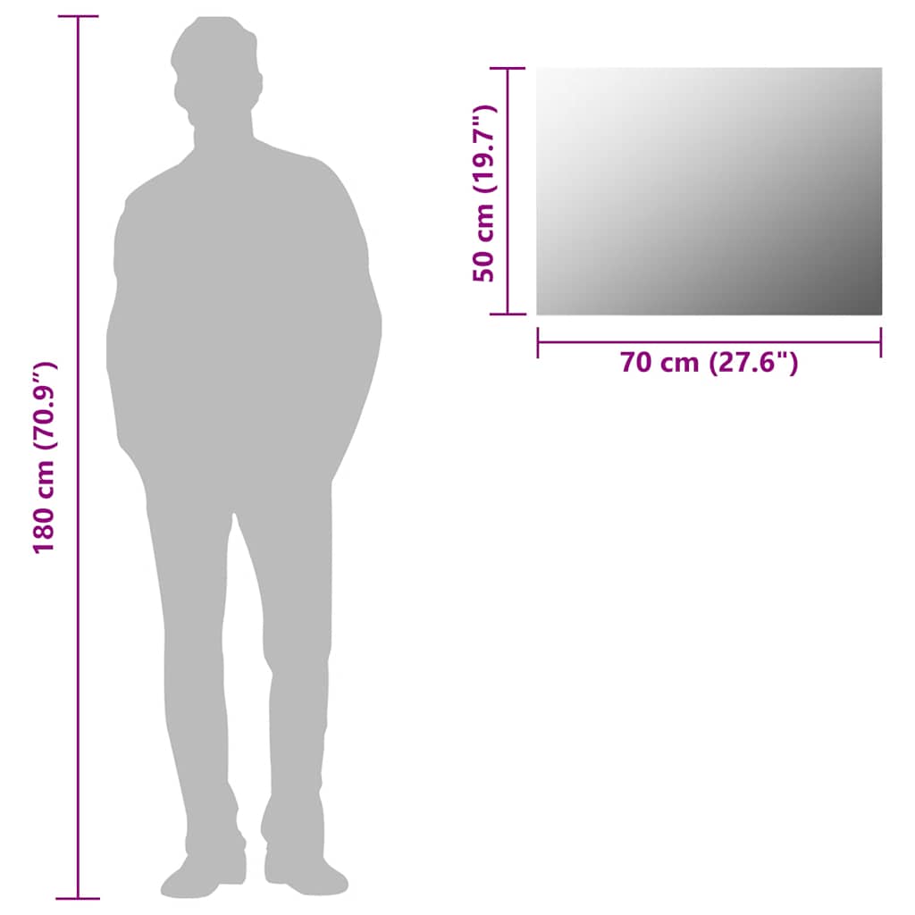 vidaXL Καθρέφτης 70 x 50 εκ. Γυάλινος Χωρίς Πλαίσιο