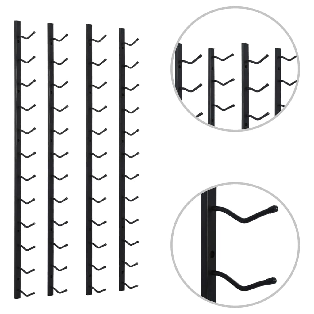 vidaXL Βάσεις Κρασιών Τοίχου 2 τεμ. για 12 Φιάλες Μαύρες Σιδερένιες