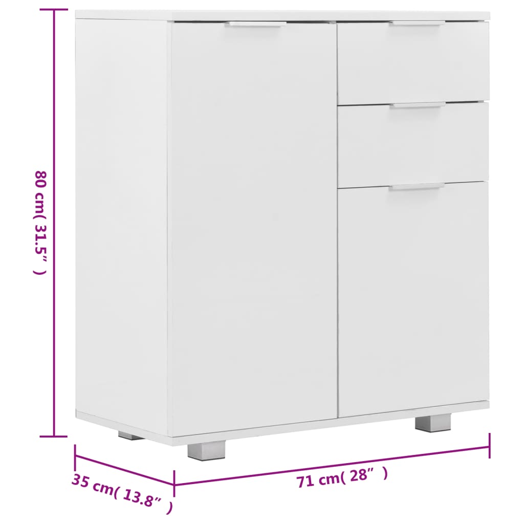 vidaXL Μπουφές Ψηλός Γυαλιστερός Λευκός 71x35x80εκ. Επεξεργασμένο Ξύλο