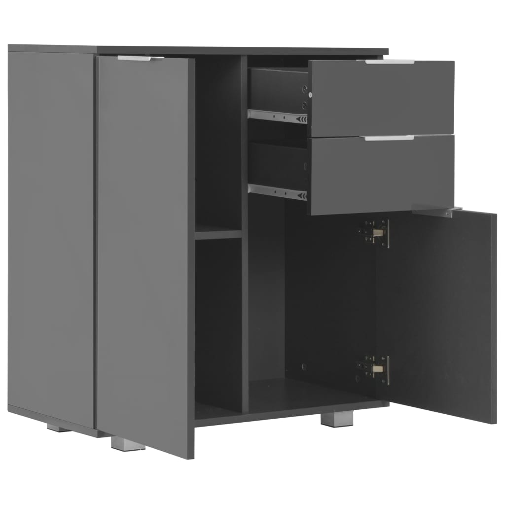 vidaXL Μπουφές Ψηλός Γυαλιστερός Γκρι 71x35x80 εκ. Επεξεργασμένο Ξύλο