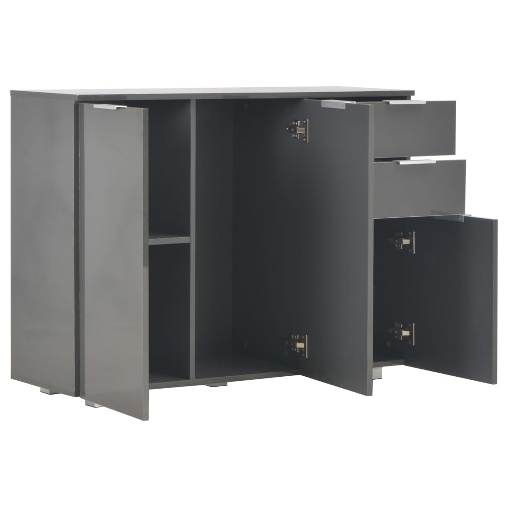 vidaXL Μπουφές Γυαλιστερός Γκρι 107x35x80,5 εκ.