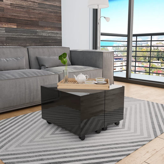 vidaXL Τραπεζάκι Σαλονιού Γυαλιστερό Μαύρο 60x60x35 εκ. Επεξ. Ξύλο