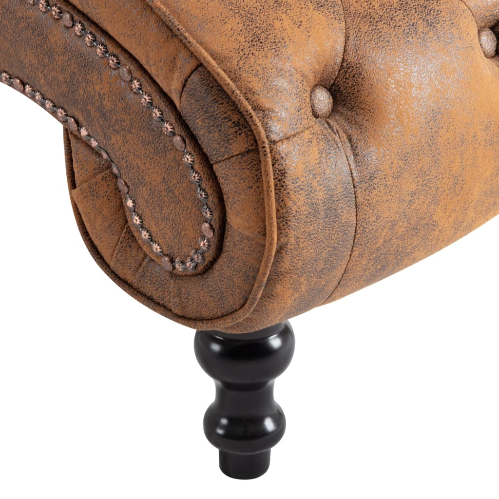 vidaXL Ανάκλιντρο Καφέ από Συνθετικό Καστόρι